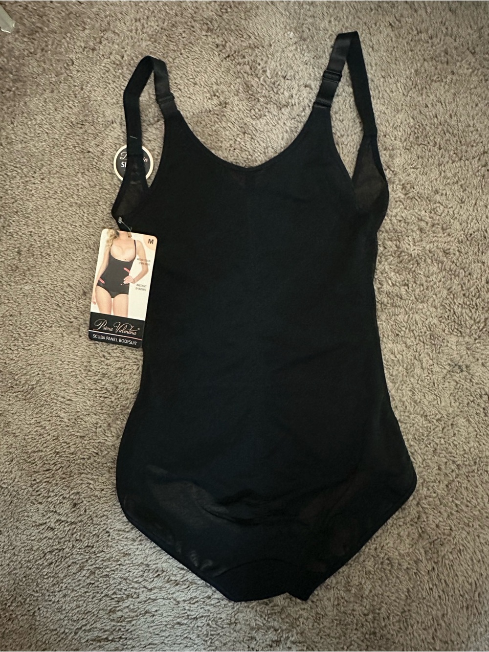 Rene Rofe Black Sculpting Bodysuit Shapewear with Adjustable Straps